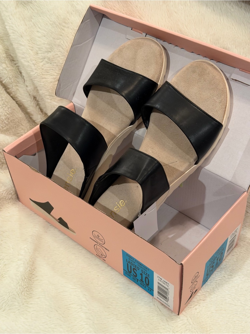 NWT Kensie Black Women’s Slide Sandals Comfortable Everyday Style